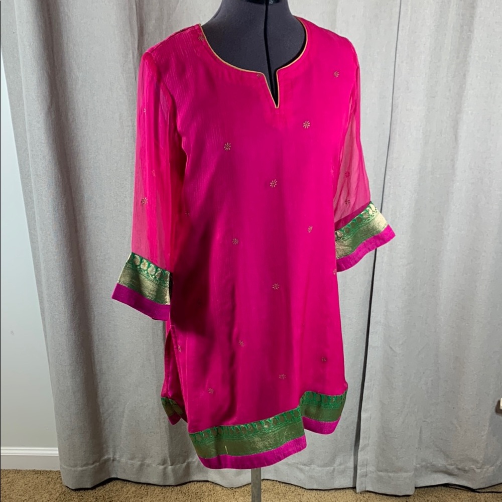 Ethnic Indian Wear Pink and Green Top